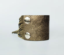 Fringe Cuff Antique Gold And Olive