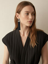 Lydia Tassel Earrings Antique Silver Black