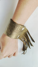 Fringe Cuff Antique Gold And Olive