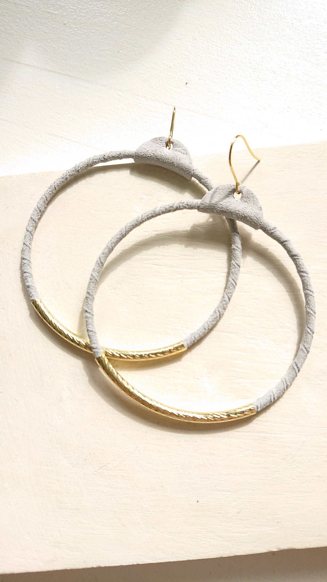 SALE! Daphne Dove Grey Suede Hoop